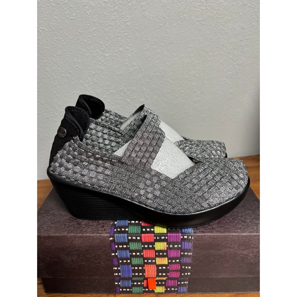 Bernie Mev Fresh Lulia Pewter Woven Wedge Pumps Size 38 US 7.5-8 - Picture 3 of 7